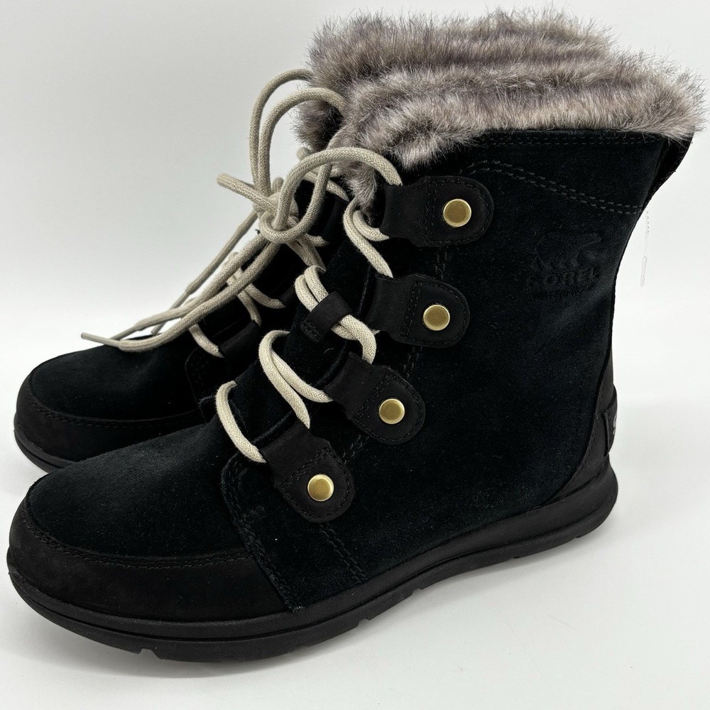 Sorel Women's Explorer Joan Boot Black/Dark Stone, US Size 6.5 NL3039-010